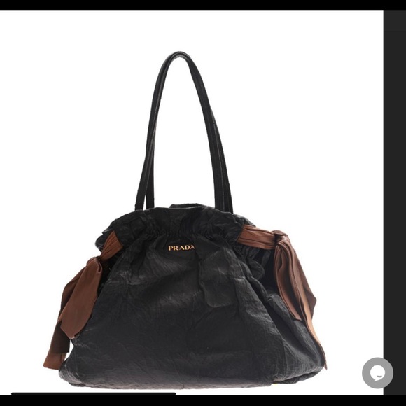 Authentic Prada Leather Bow Tote-Black with Brown Bow - Picture 2 of 2